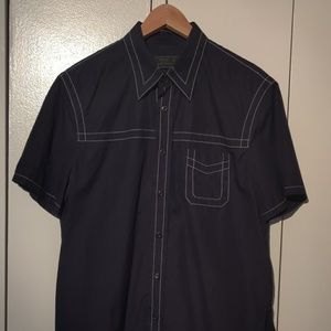 Prada runway men's contrast stitch shirt